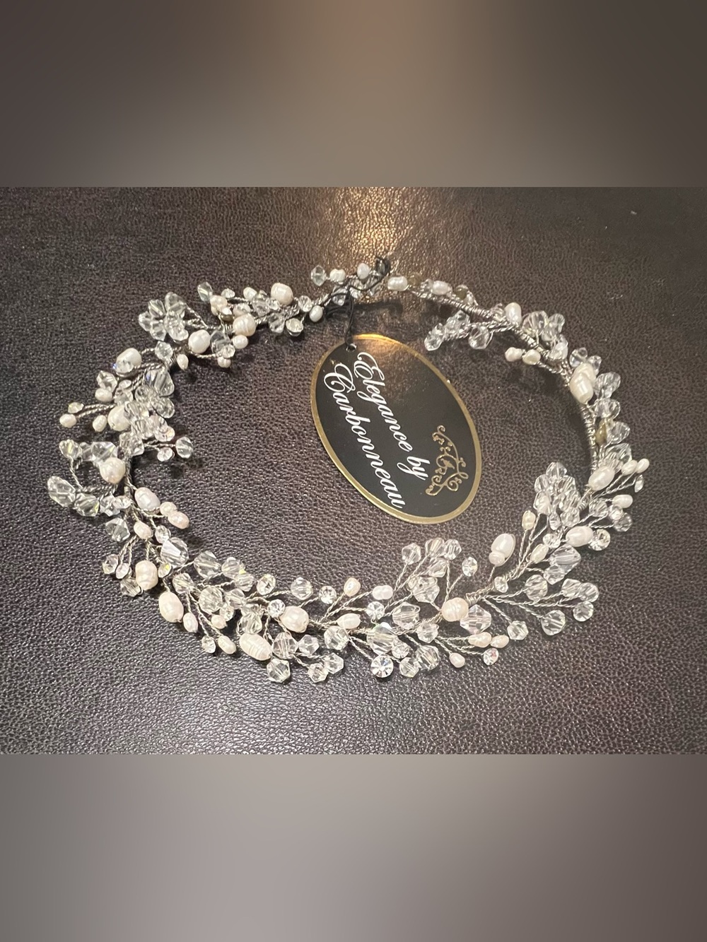 Elegance by Carbonneau Crystal Pearl Bridal Headband Hairpiece NWT